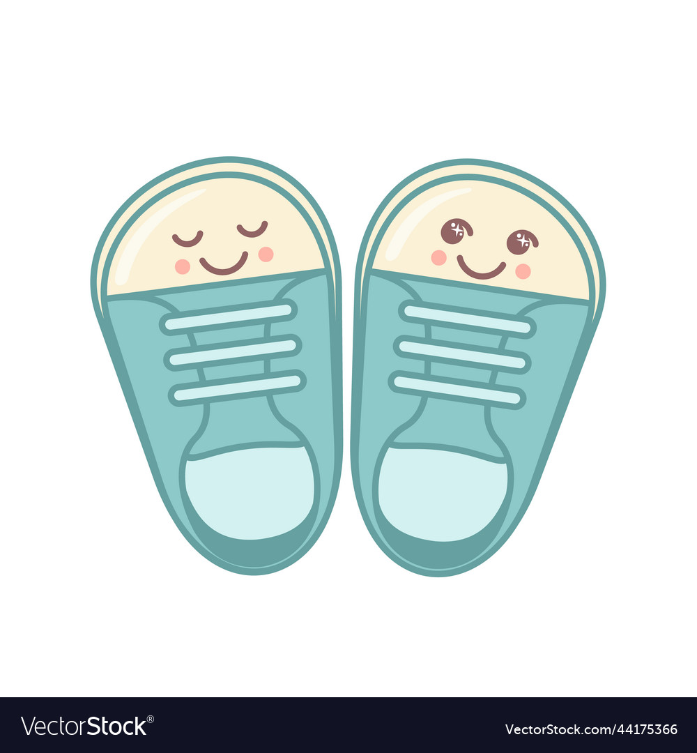 Cute baby gumshoes icon with kawaii face isolated