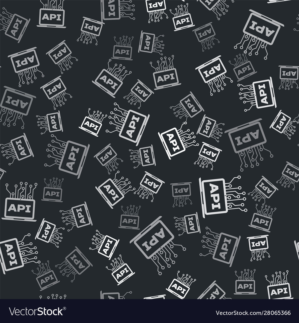 Grey computer api interface icon isolated seamless vector image Grey computer api interface icon isolated seamless