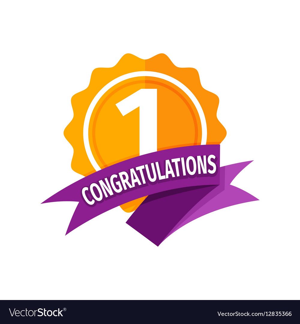 Happy First Birthday Badge Icon Royalty Free Vector Image