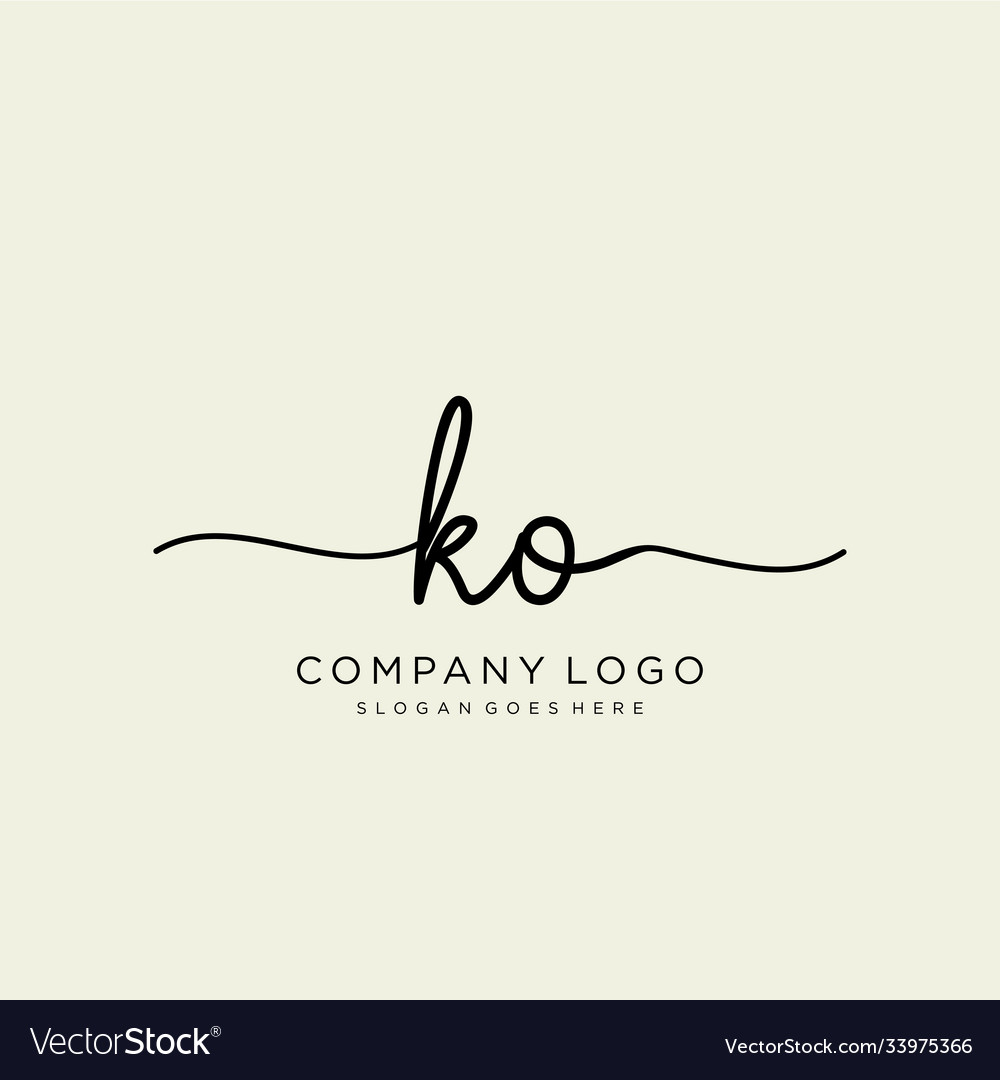 Initial ko handwriting logo with circle template Vector Image