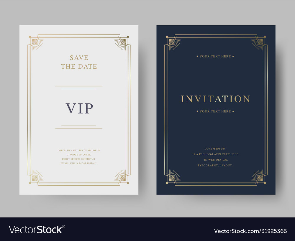 Luxury vintage golden invitation card template Vector Image