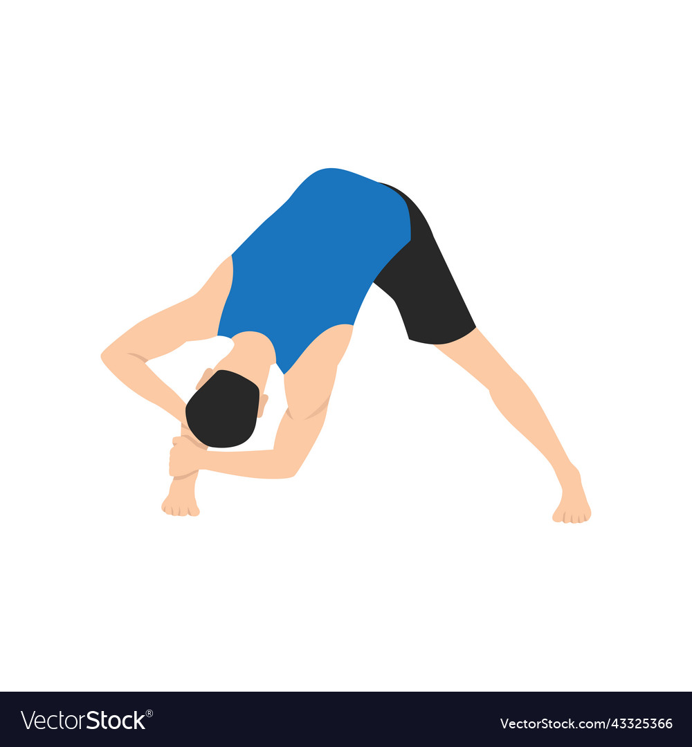 Man doing wide legged forward bend pose