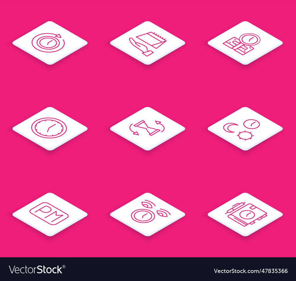 Set line clock with arrow calendar time is money vector image Set line clock with arrow calendar time is money