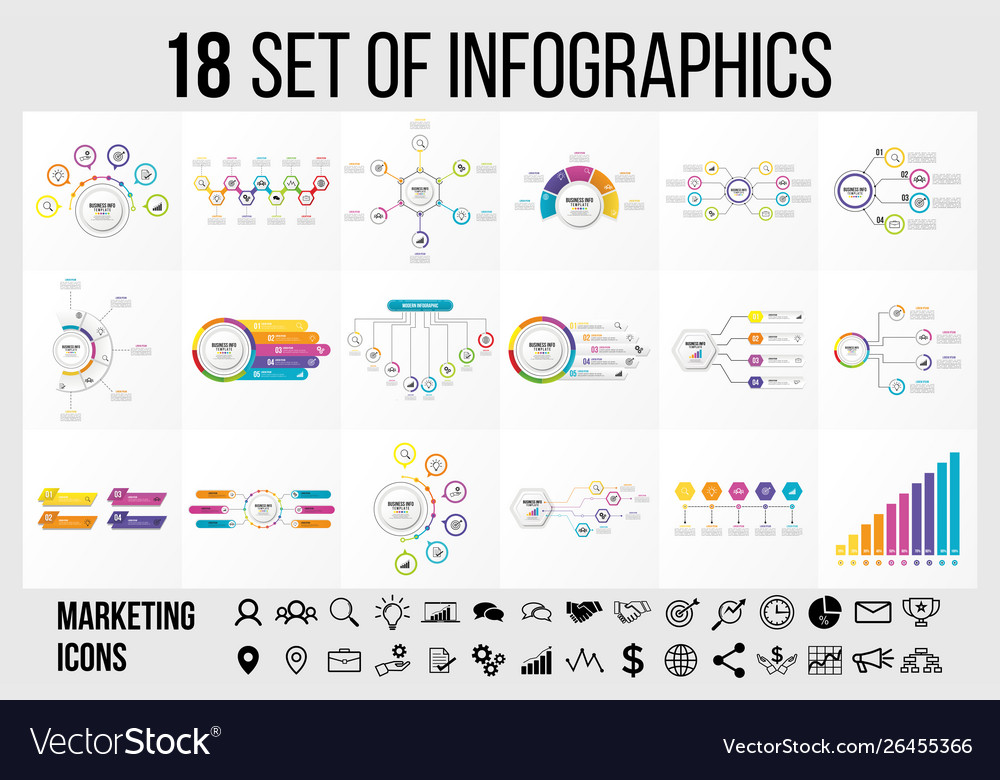 Set of infographics elements design template vector image Set of infographics elements design template