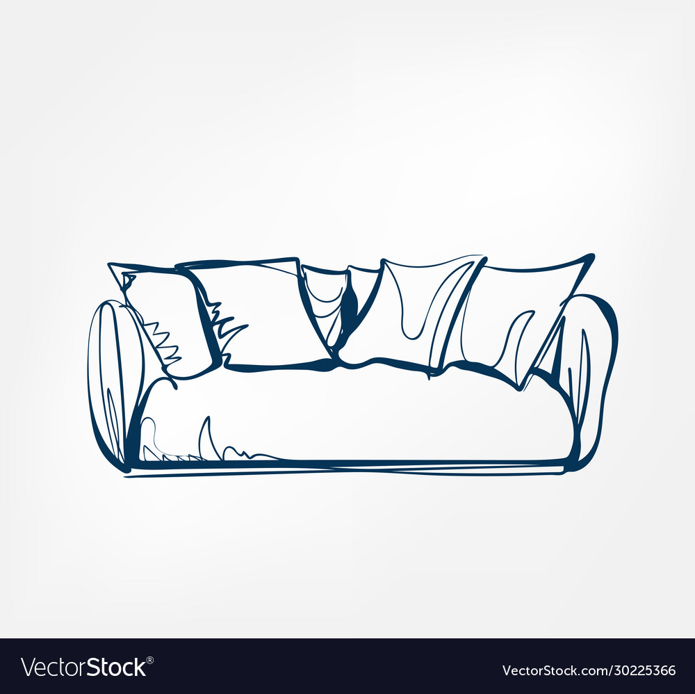 Sofa one line design element isolated