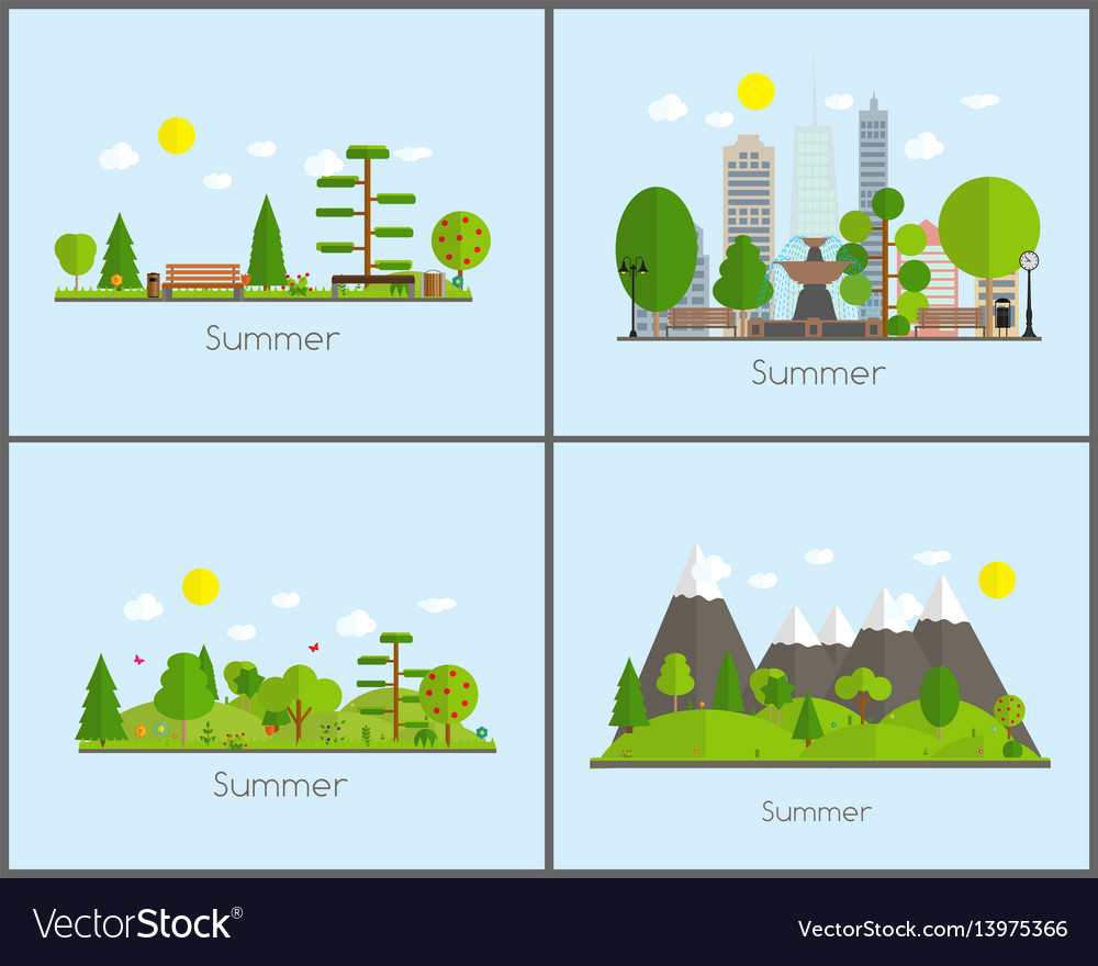 Summer time background set in modern flat design