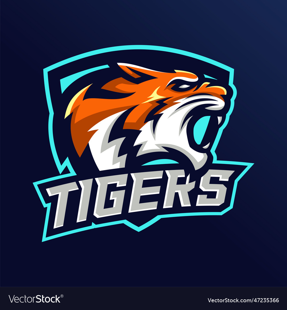 Tiger esport gaming mascot logo design angry