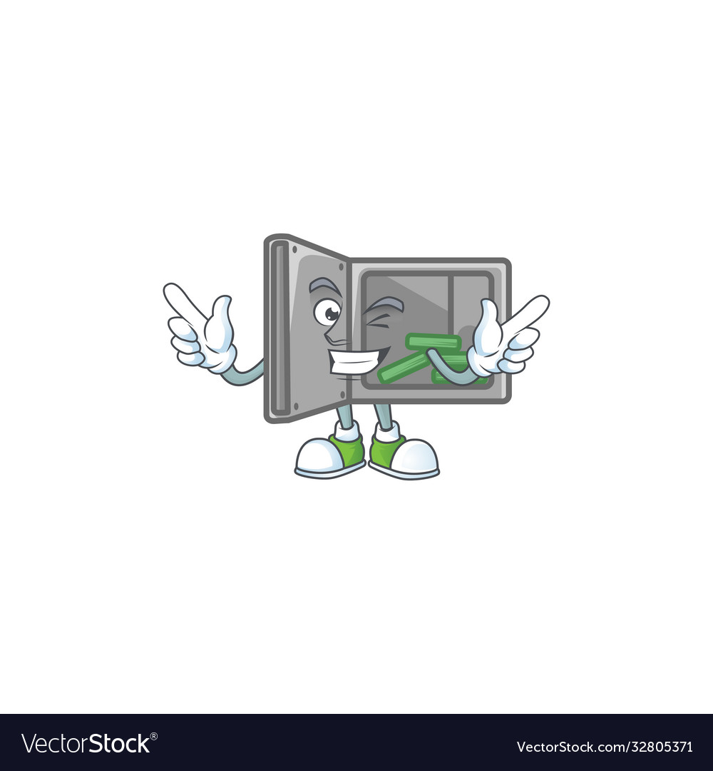 A comical face security box open with wink eye