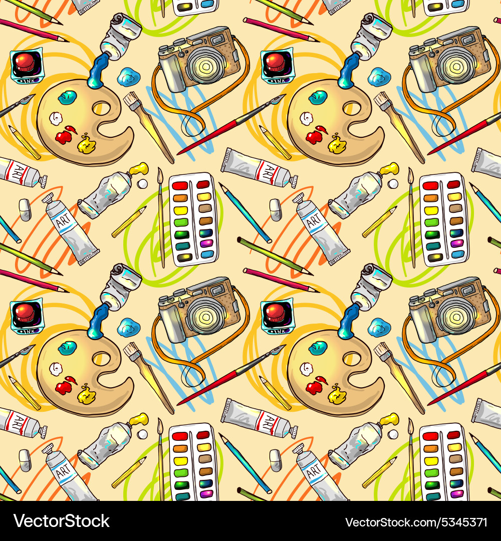 Art Supplies Pattern Royalty Free Vector Image