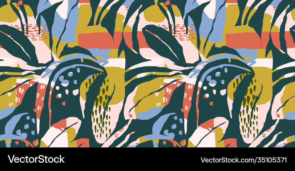 Artistic seamless pattern with abstract leaves Vector Image