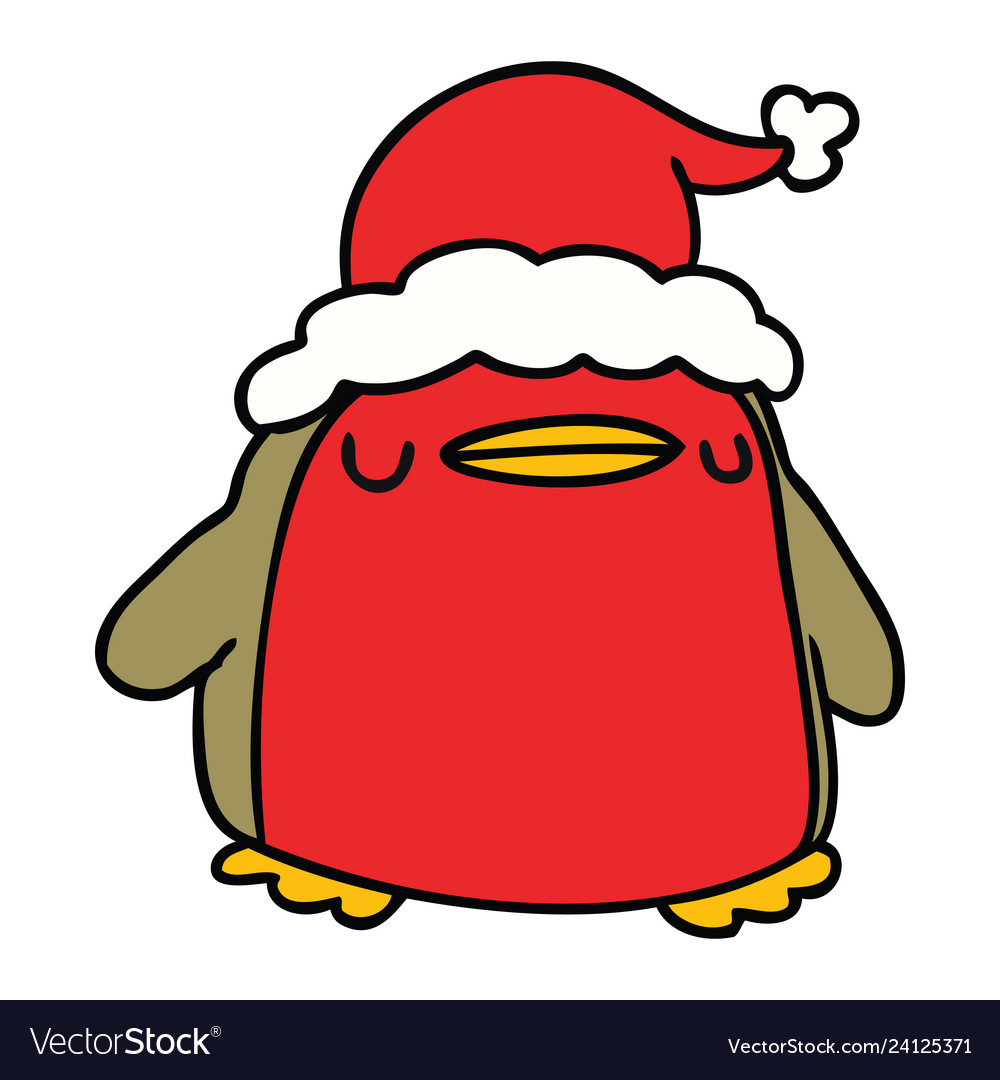 Christmas cartoon of a kawaii robin Royalty Free Vector