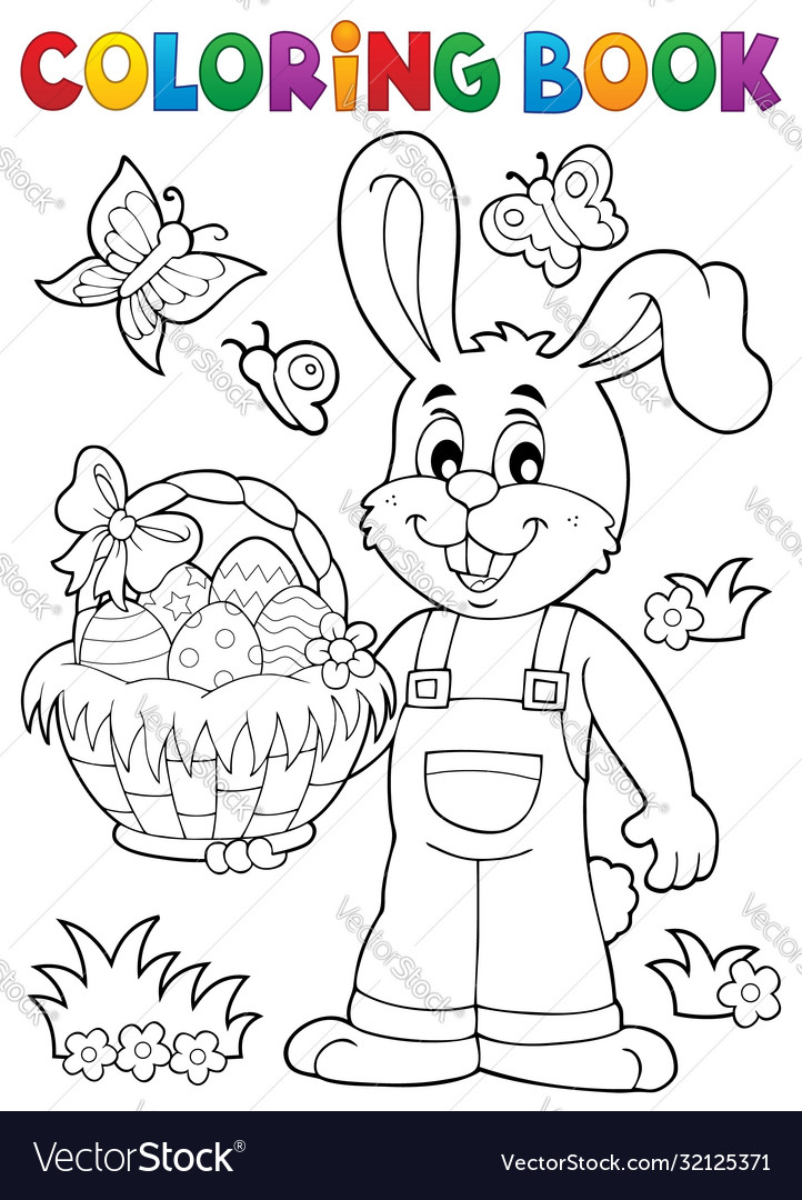 Coloring book easter rabbit theme 7