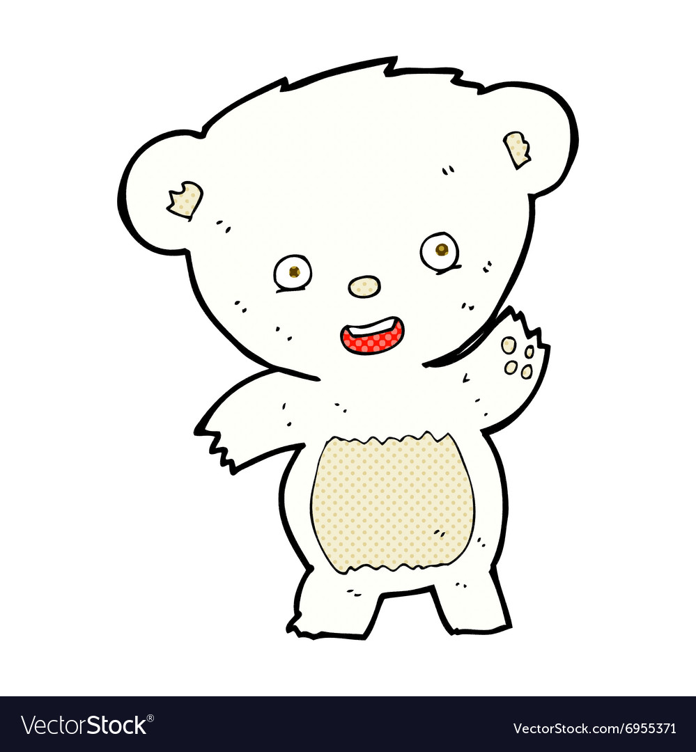 Comic cartoon waving polar bear Royalty Free Vector Image