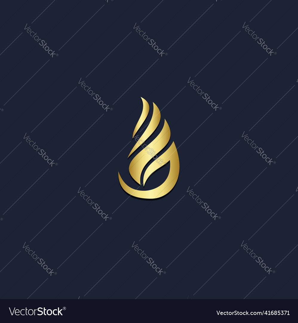 Eco abstract droplet gold logo Royalty Free Vector Image