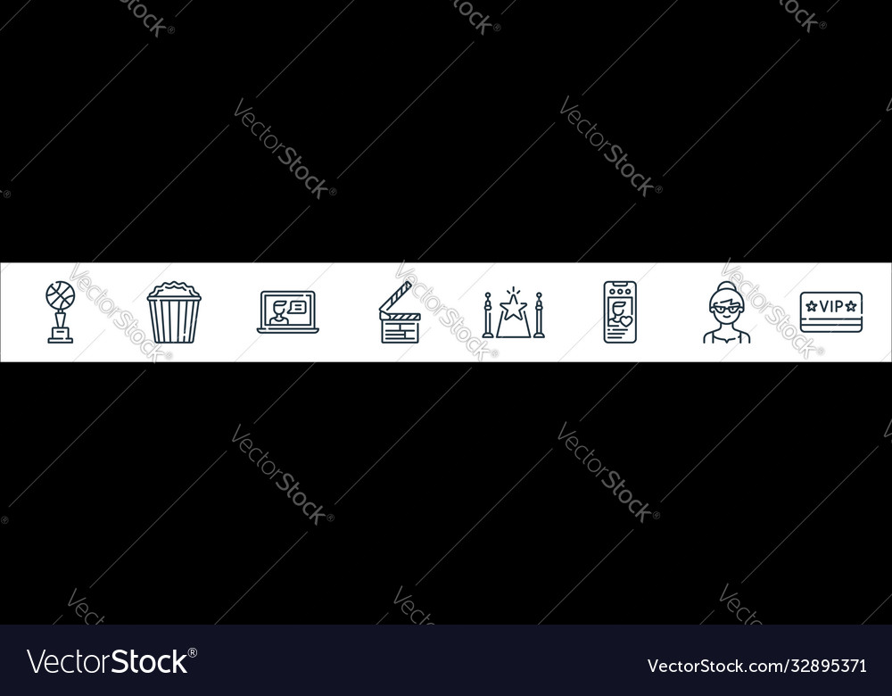 Fame line icons linear set quality