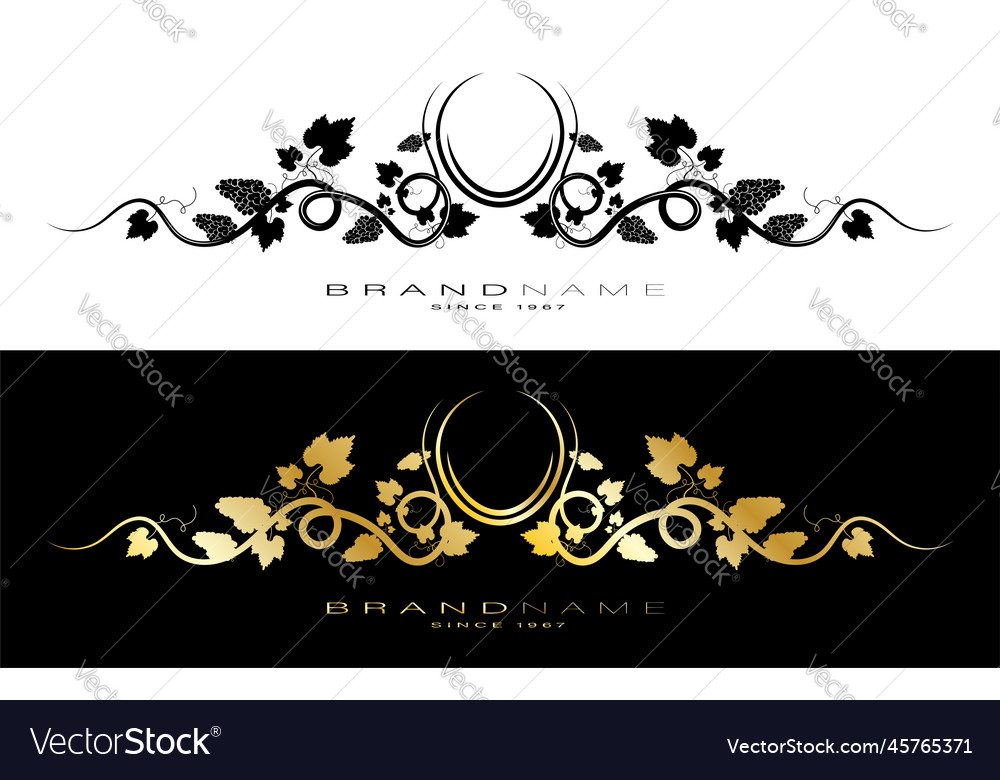 Grapevine scroll header with brand name