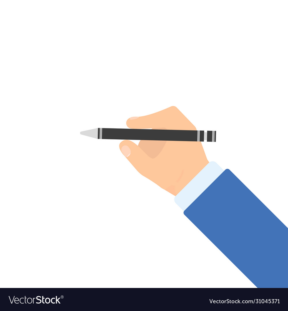 Hand with pen on white background isolated concept