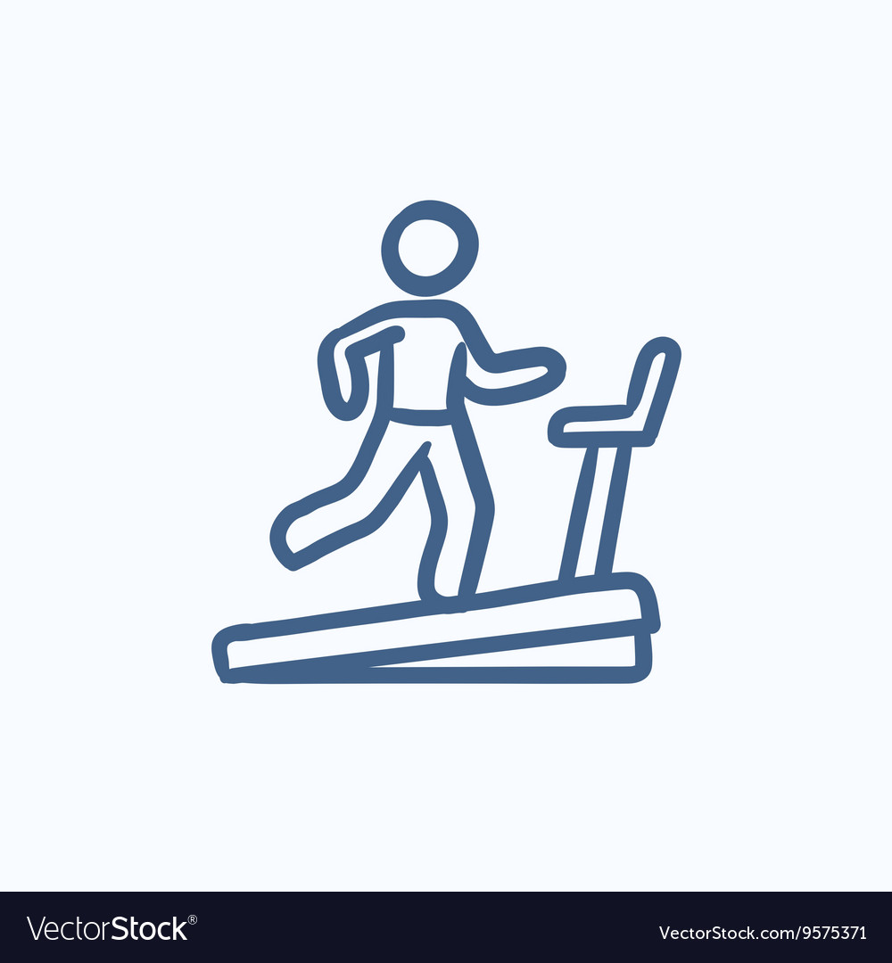 Man running on treadmill sketch icon