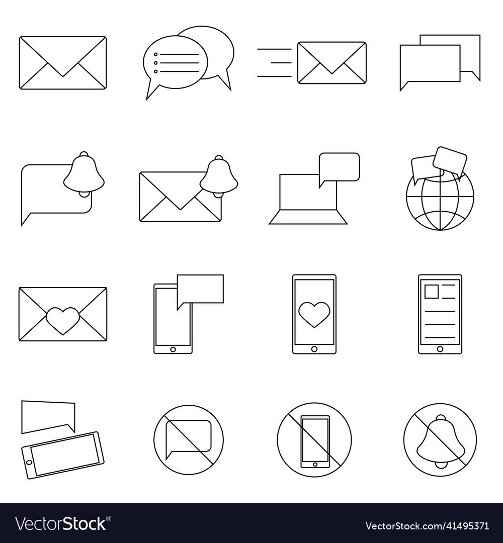 Message and speech bubble line icons thin vector image Message and speech bubble line icons thin