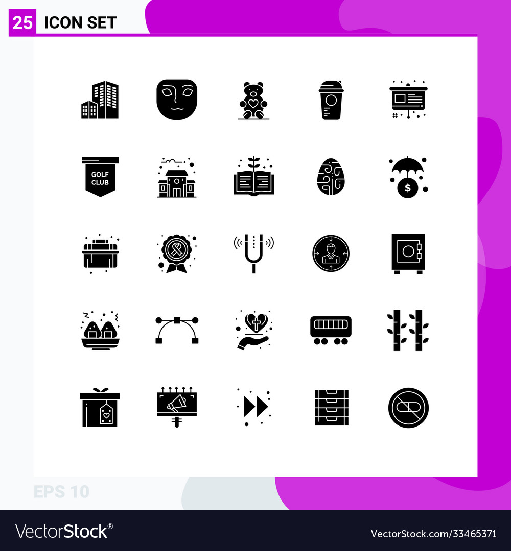 Pack 25 modern solid glyphs signs and symbols