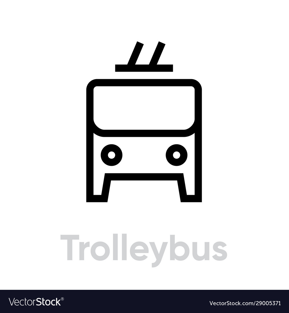 Trolleybus icon editable line electric bus