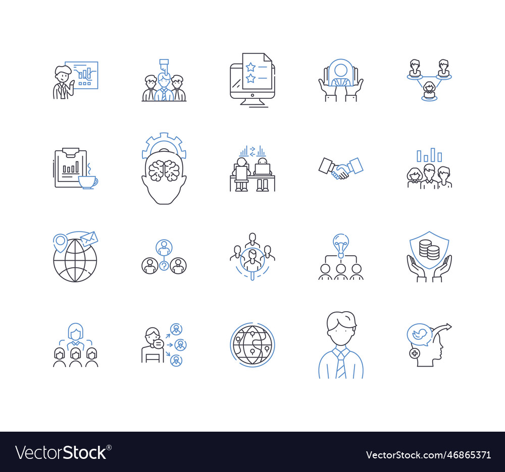 Workforce development line icons collection Vector Image