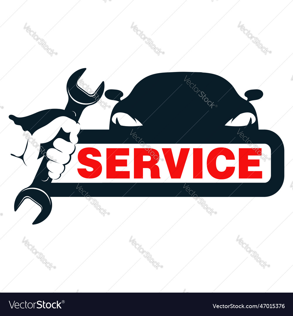 Car repair and service sign wrench in hand Vector Image