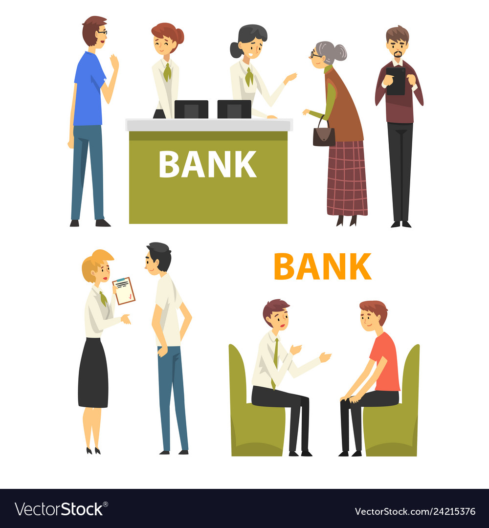 Clients consulting at managers bank office Vector Image