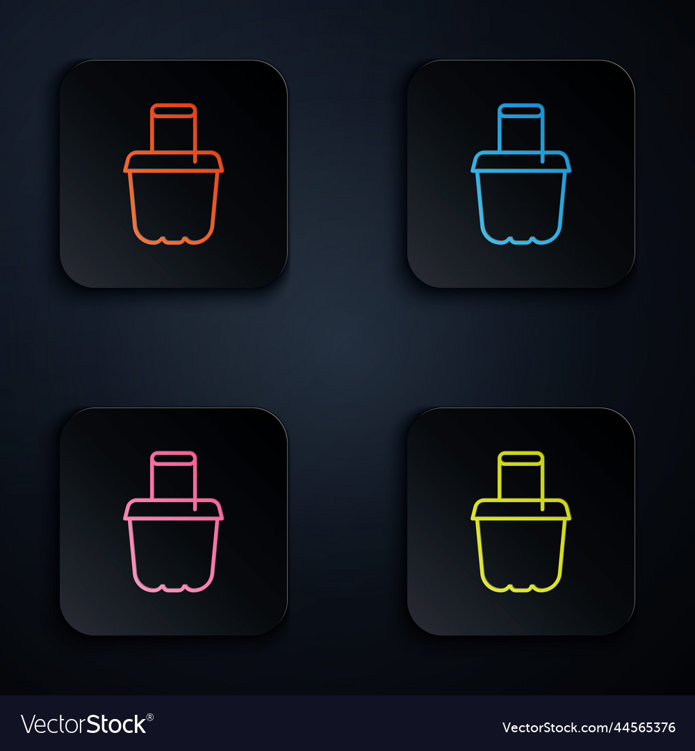 Color neon line sand in bucket icon isolated