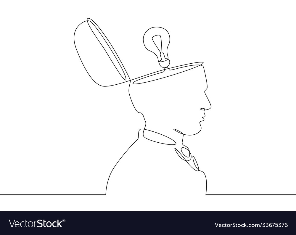 Continuous line drawing light bulb symbol idea