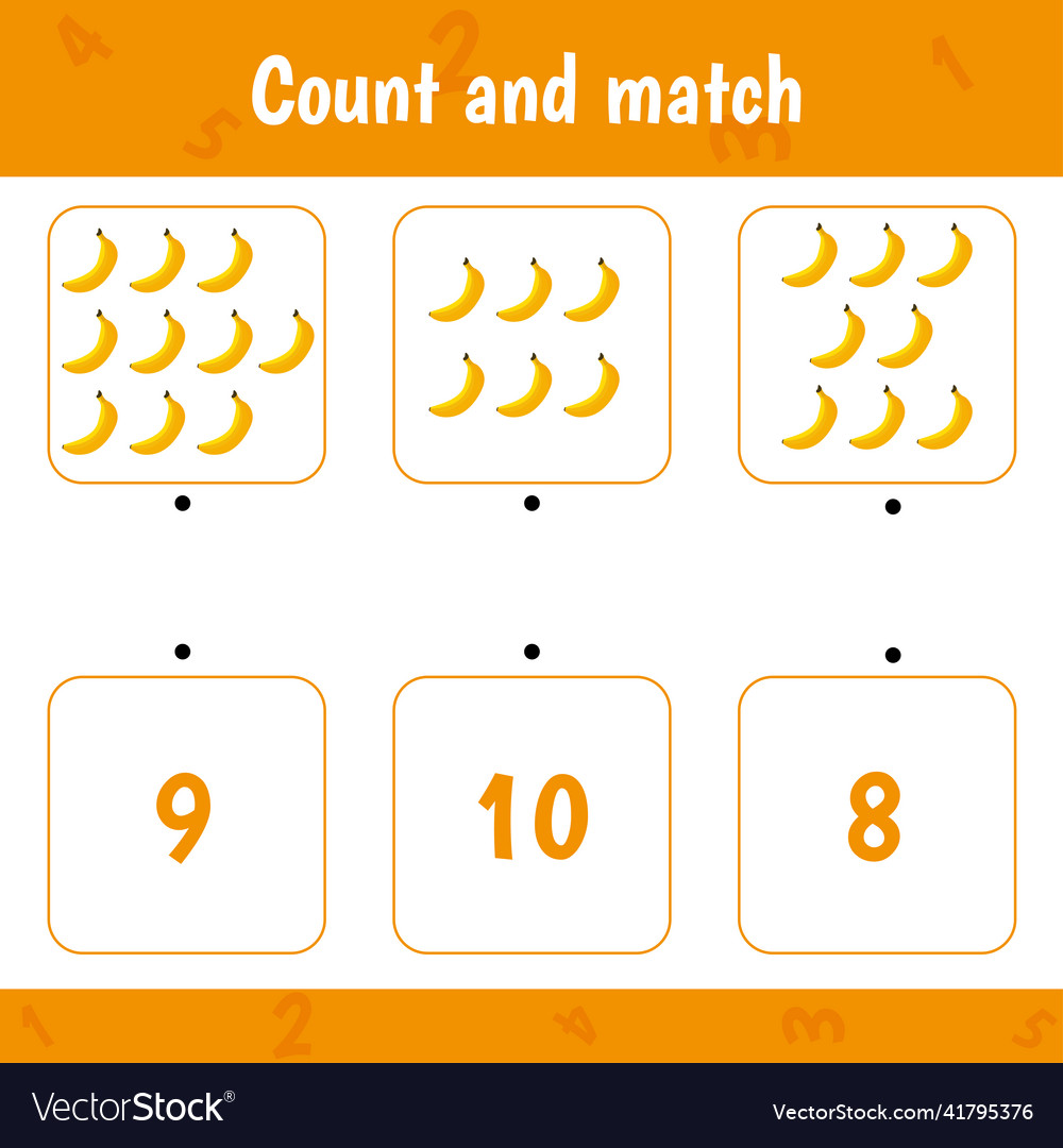 Count and match math game for children vector image Count and match math game for children