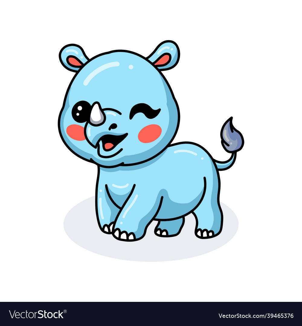 Cute happy baby rhino cartoon