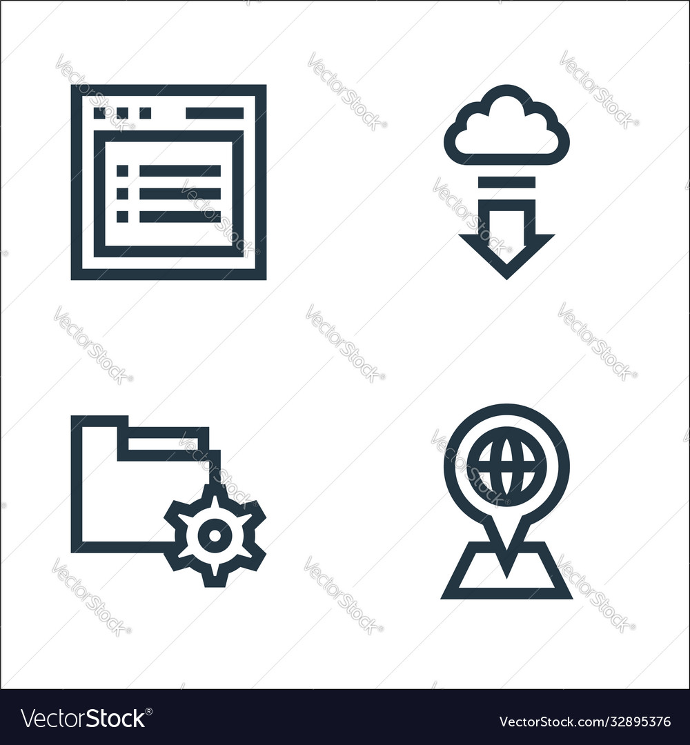 Development line icons linear set quality vector image Development line icons linear set quality