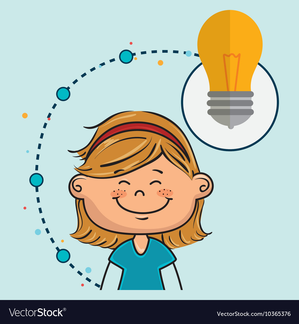 Girl cartoon idea icon Royalty Free Vector Image