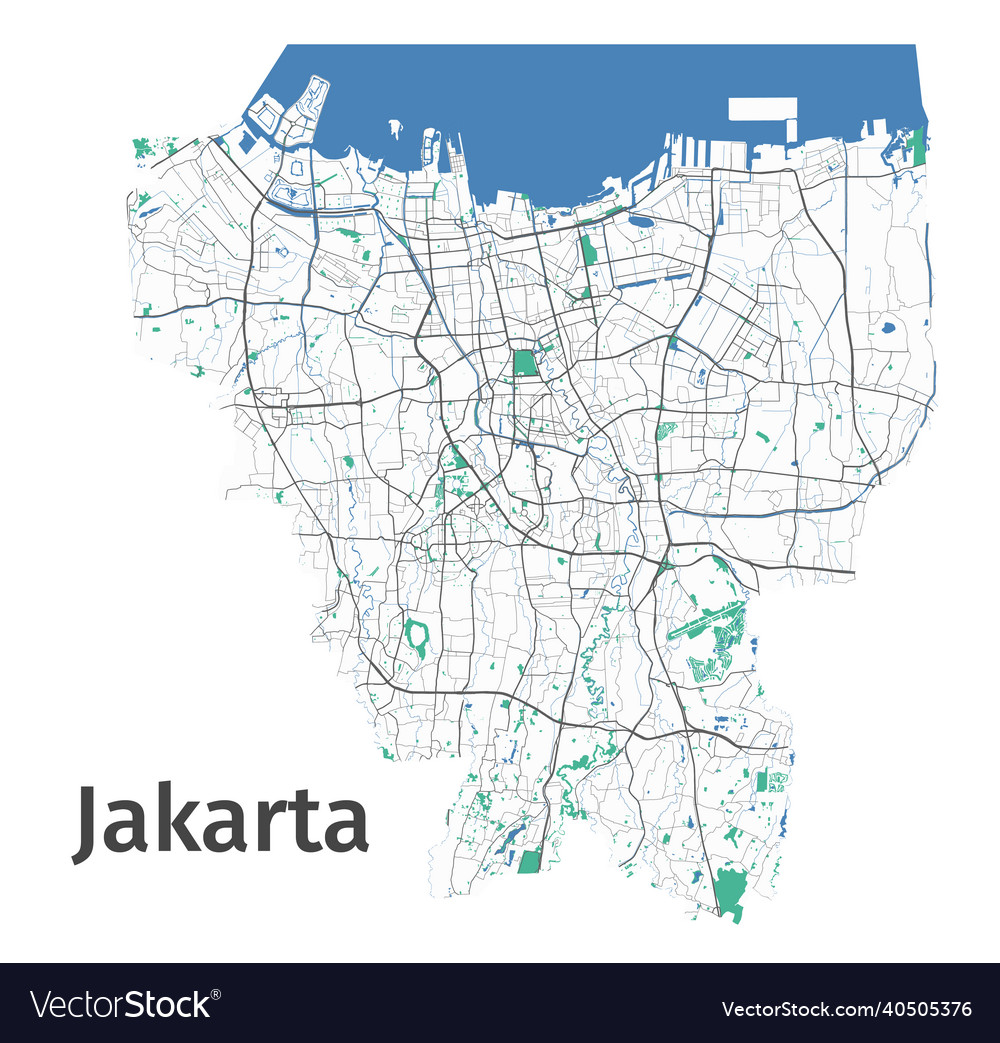 Jakarta map detailed map of city Royalty Free Vector Image