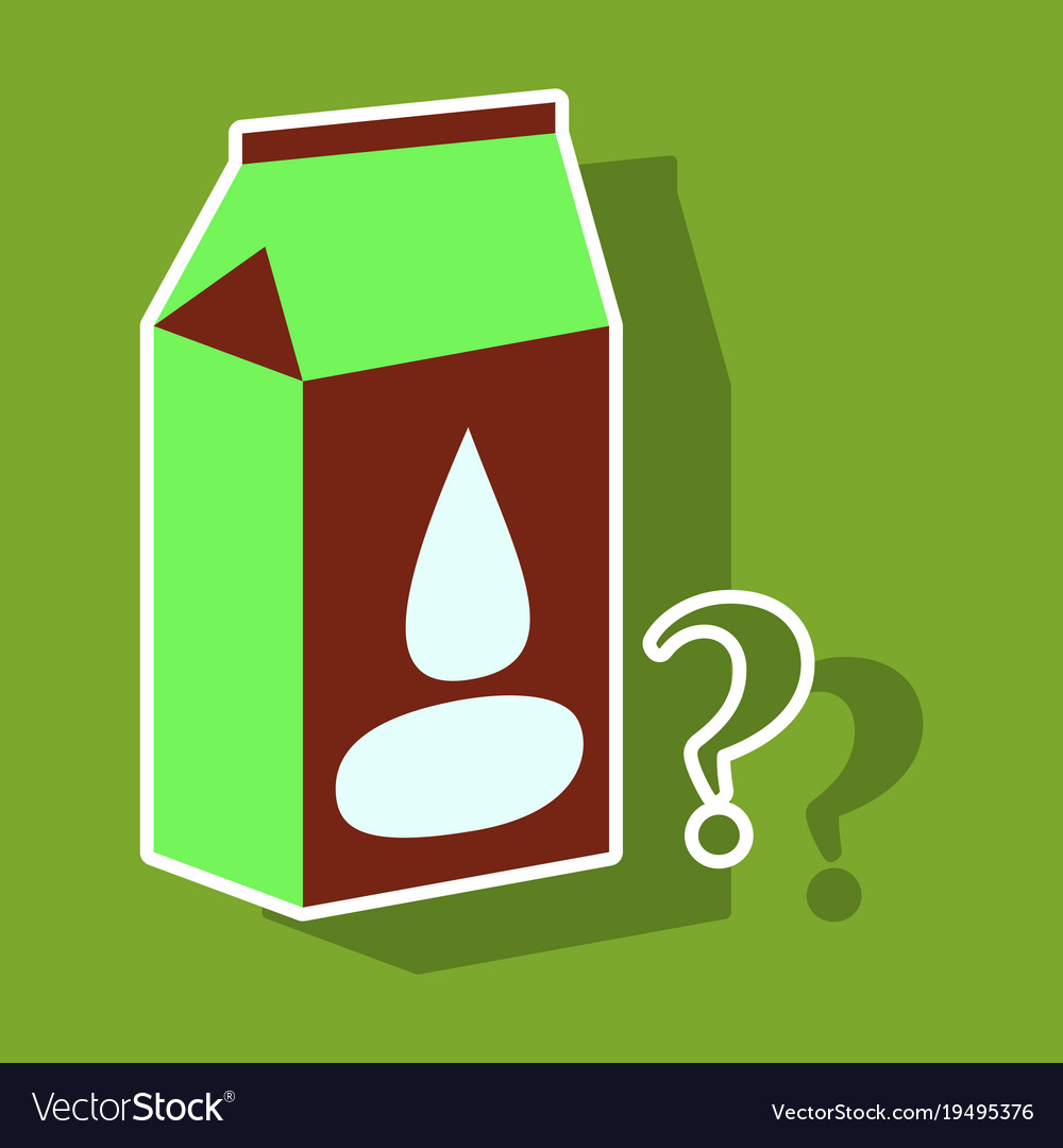 Milk carton box sticker flat style isolated