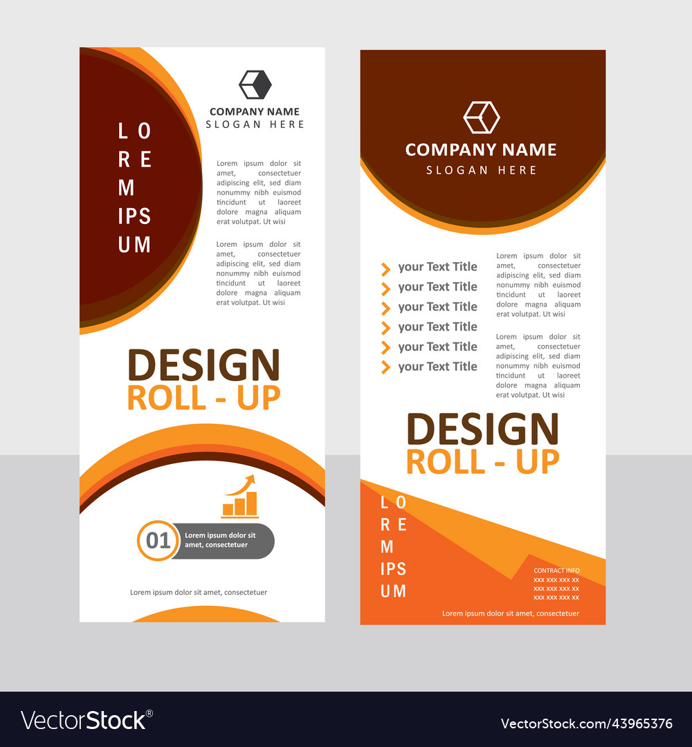 Orange color roll up banner design template Vector Image