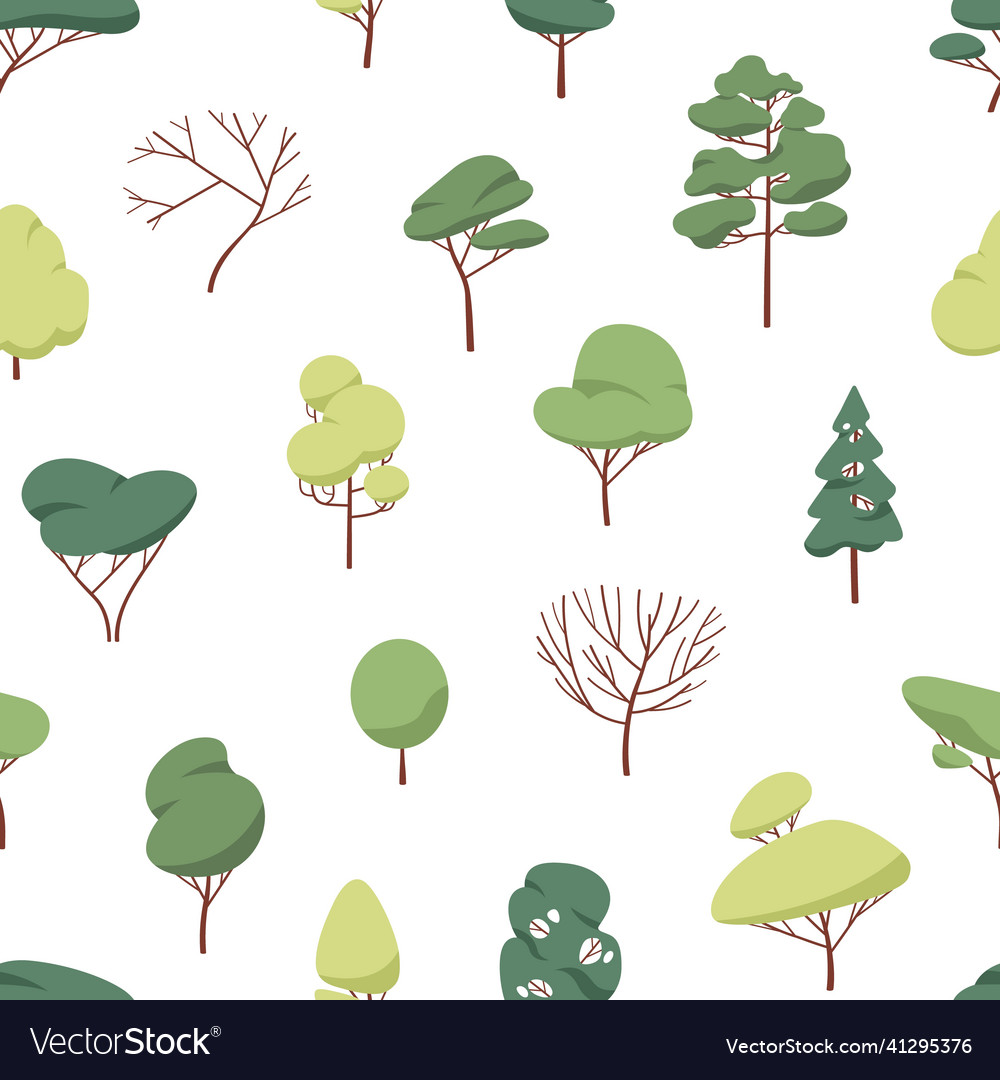 Seamless pattern with forest trees endless vector image Seamless pattern with forest trees endless
