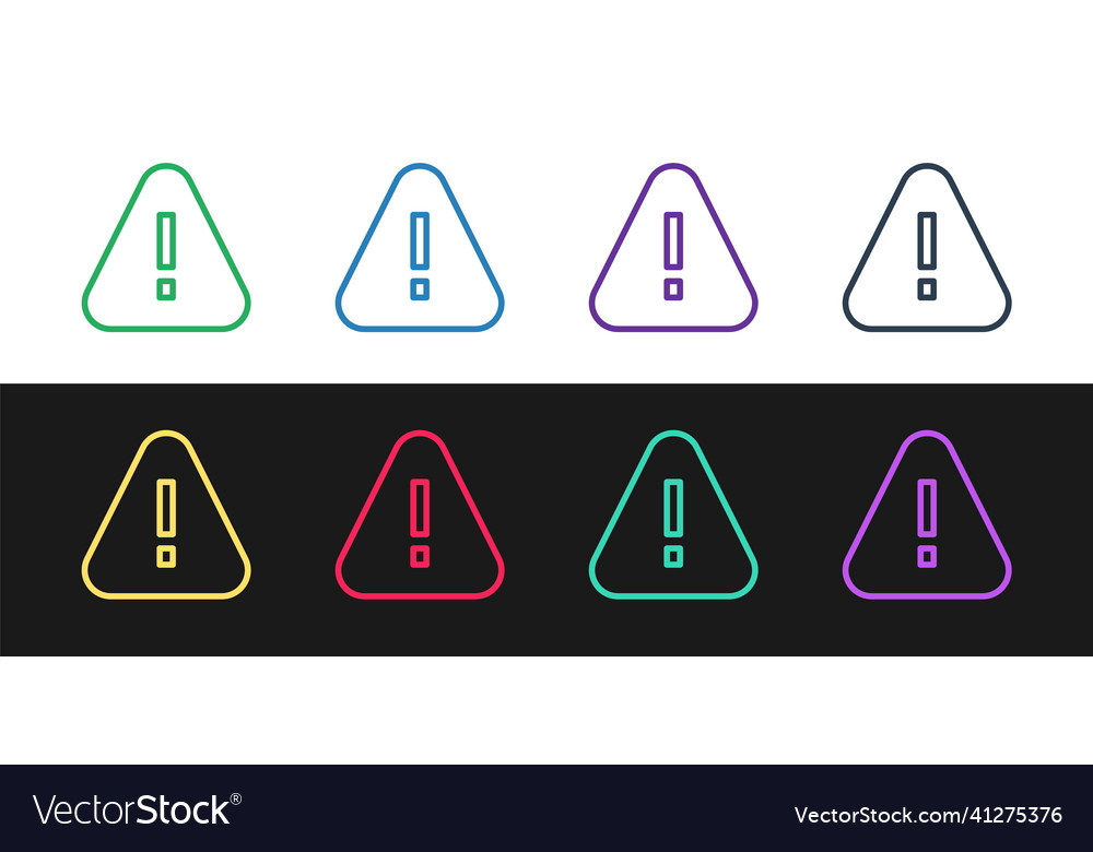 Set line exclamation mark in triangle icon vector image Set line exclamation mark in triangle icon