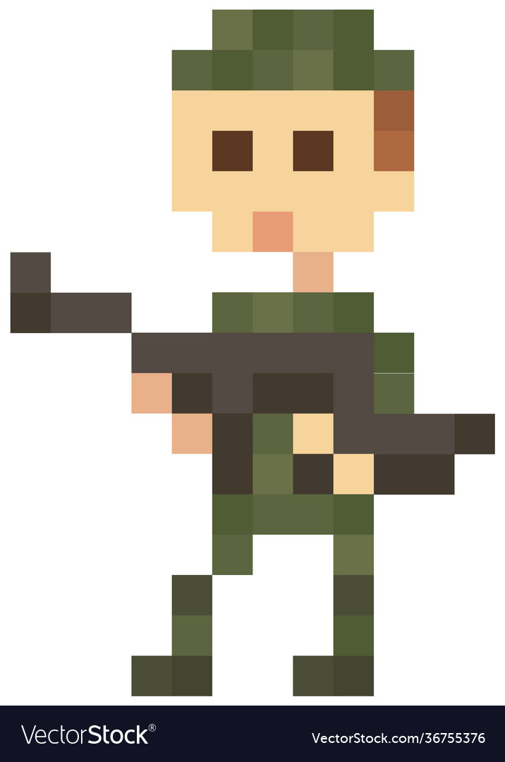 Soldier in military uniform for pixel game design