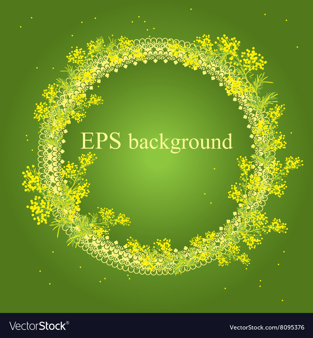 Spring background with frame from sprig of mimosa