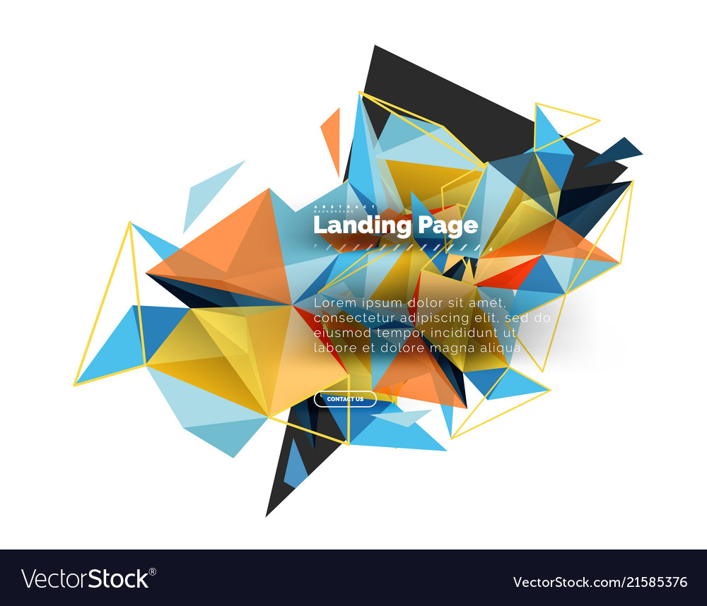 Triangular design abstract background landing vector image Triangular design abstract background landing