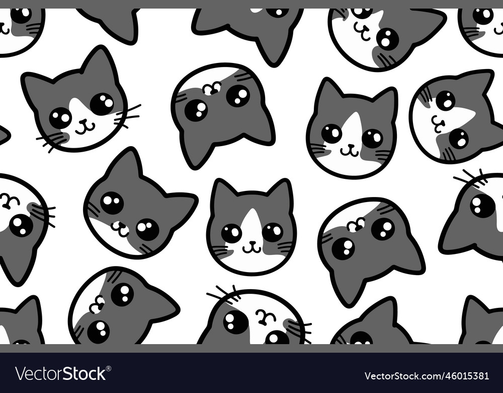 Cat pattern with faces seamless print vector image Cat pattern with faces seamless print