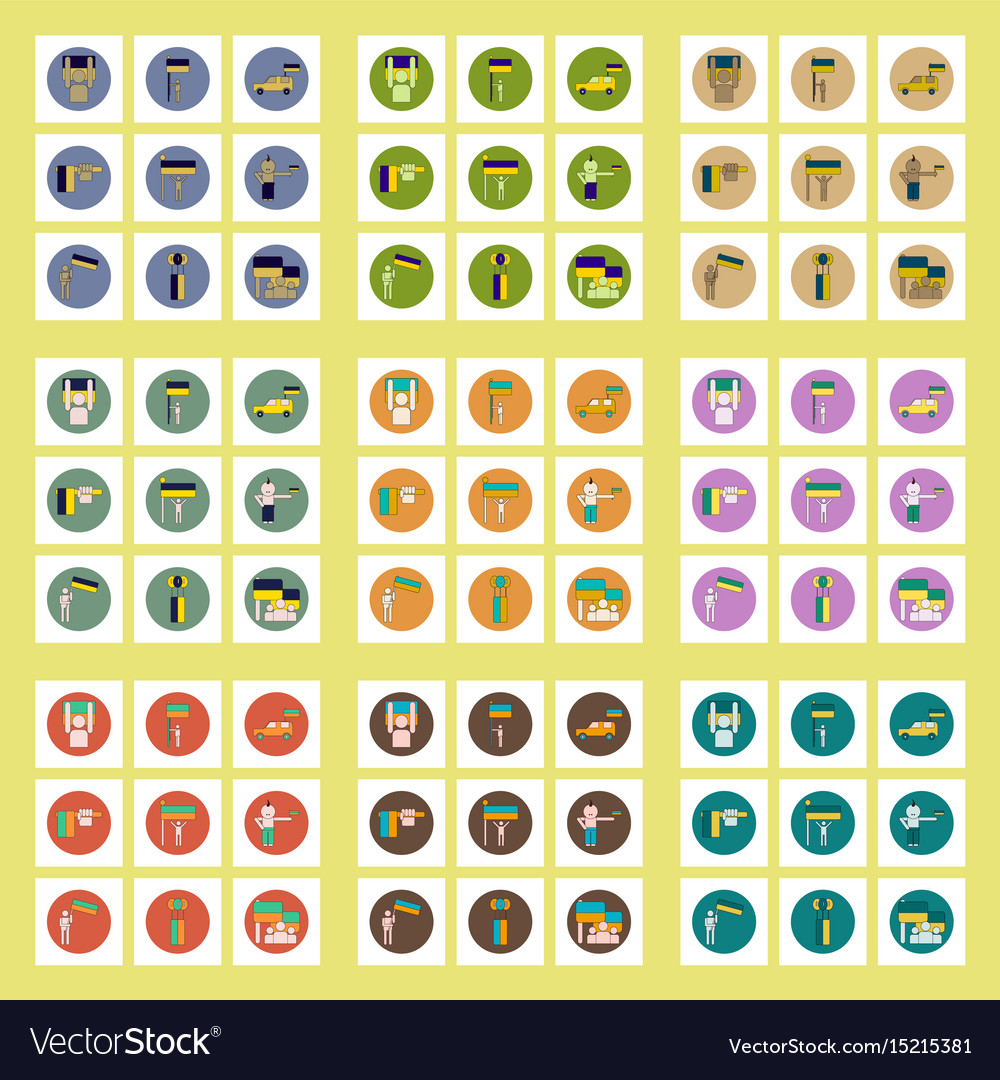 collection of icons in flat style ukrainian vector image