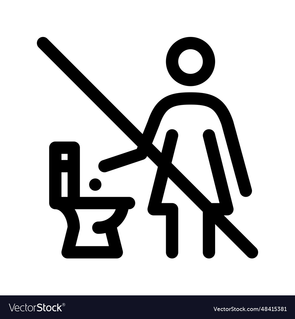 Do not throw trash in toilet bowl line icon