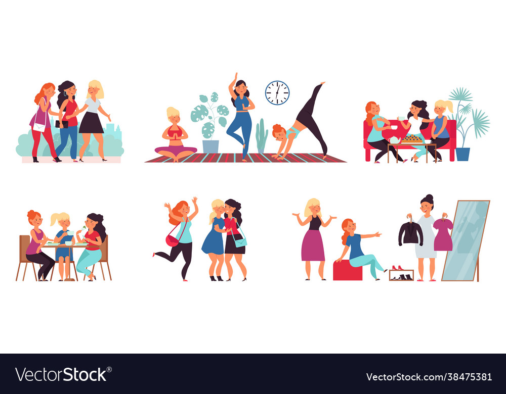 Female friends together smiling young friend vector image Female friends together smiling young friend