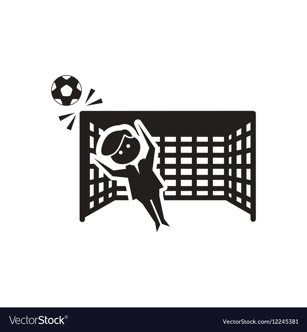 Flat icon in black and white football goalkeeper