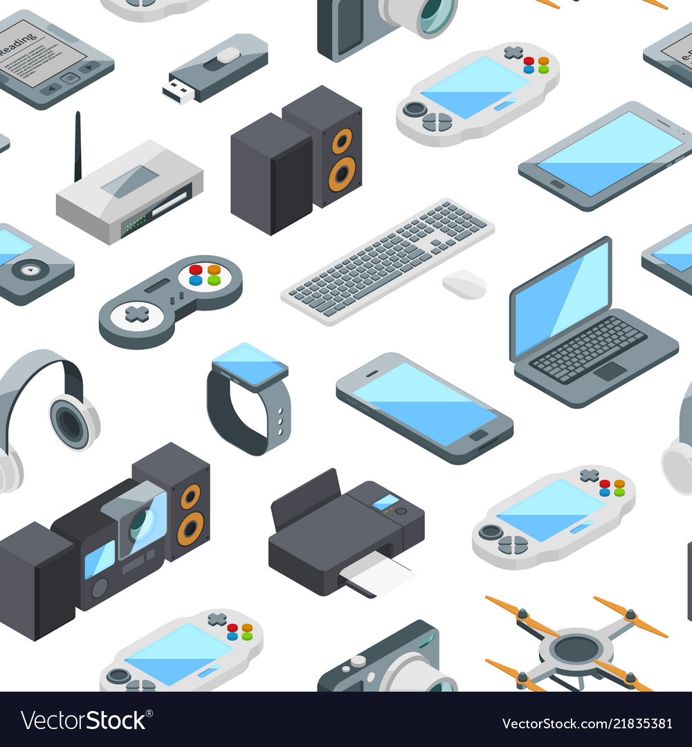 Isometric gadgets icons pattern