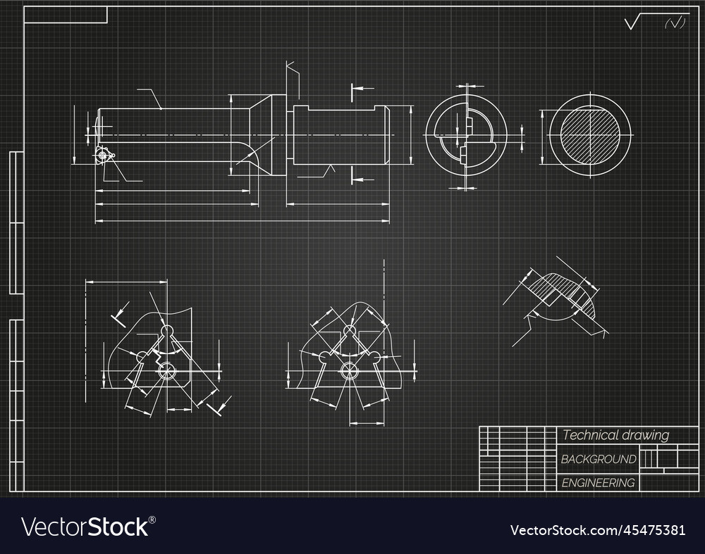 Mechanical engineering drawings on light