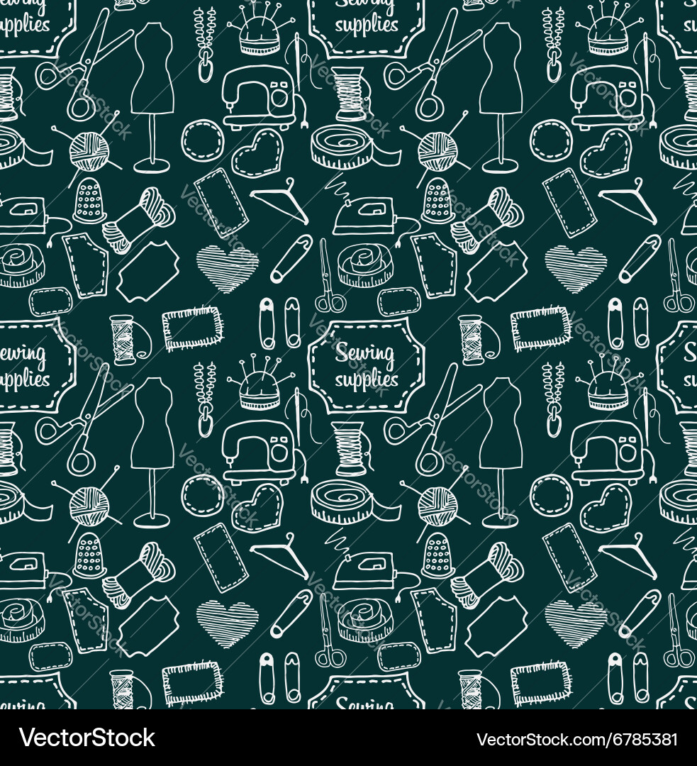 Pattern sewing accessory doodle Royalty Free Vector Image